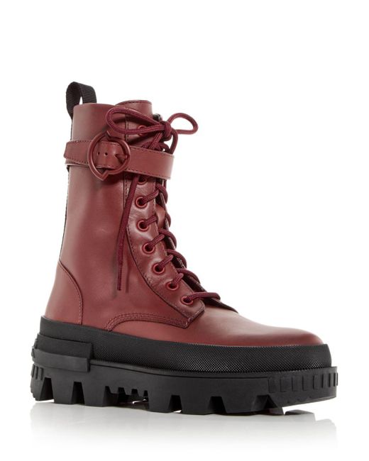 Moncler Rubber Carinne Combat Boots in Red | Lyst