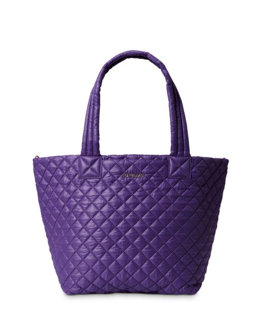 MZ Wallace Leather Medium Metro Tote Deluxe in Amethyst/Light Gold ...