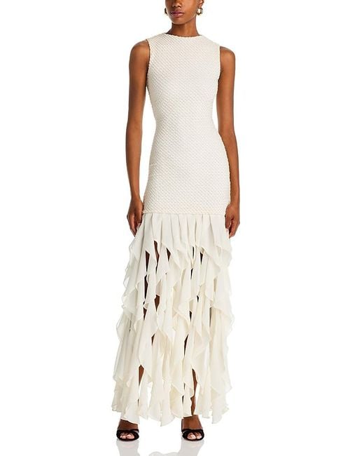 PATBO Natural Ruffled Gown