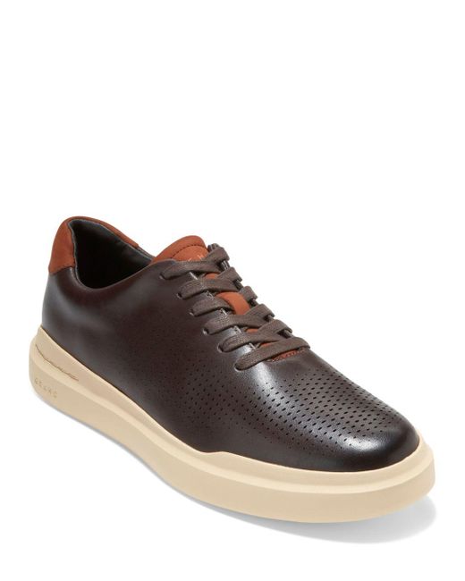 Cole Haan Grandprø Rally Laser Cut Lace Up Sneakers in Brown for Men | Lyst