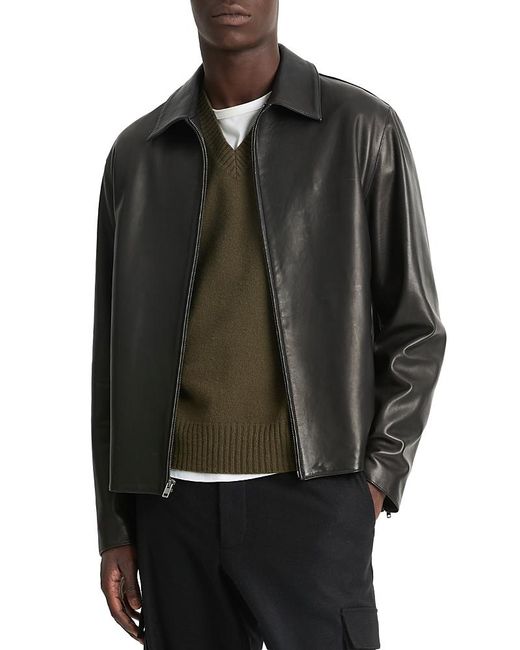 Vince Black Leather Jacket for men