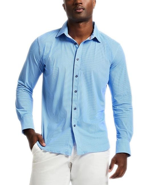 Robert Graham Blue Leros Textured Long Sleeve Button Front Shirt for men