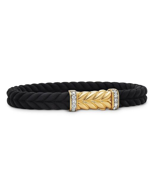 David Yurman Metallic 18K Chevron Diamond Pave Woven Rubber Bracelet for men