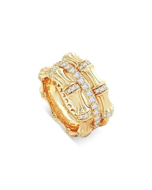 Anabel Aram Metallic Sculpted Bamboo Stack Ring