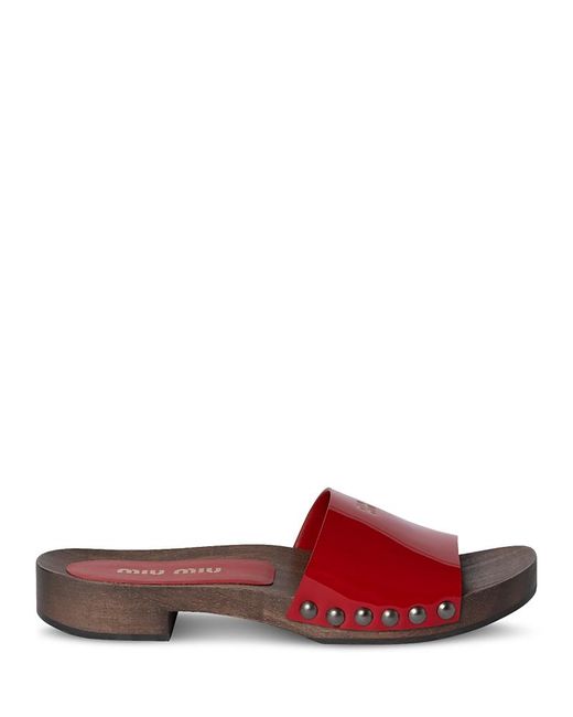Miu Miu Red Clog Slide Sandals