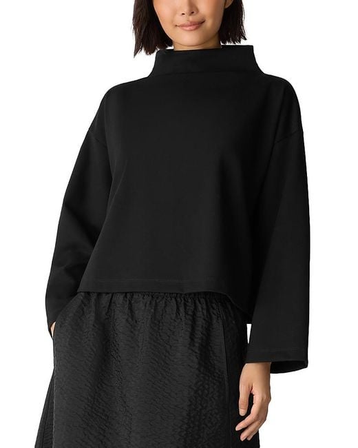Eileen Fisher Black Funnel Neck Top