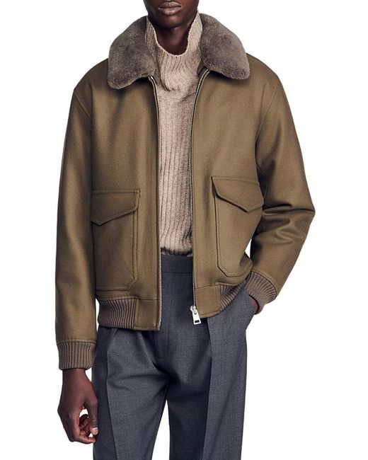 Sandro Brown Aviator Jacket for men