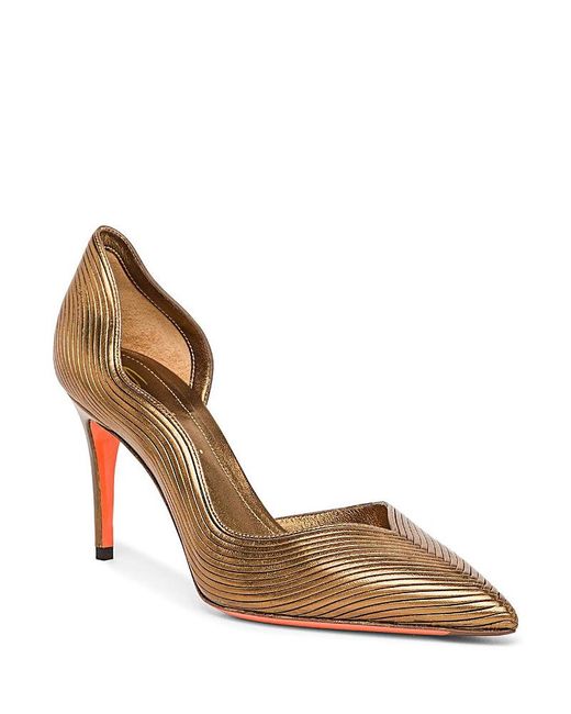 Santoni Metallic Leather High-Heel Pump