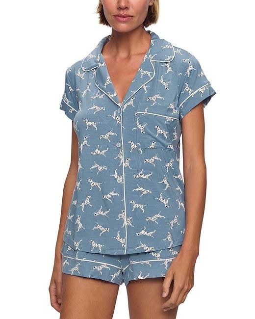 Eberjey Blue Gisele Shortie Short Set