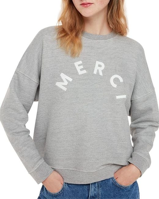 Whistles Gray Merci Logo Sweatshirt