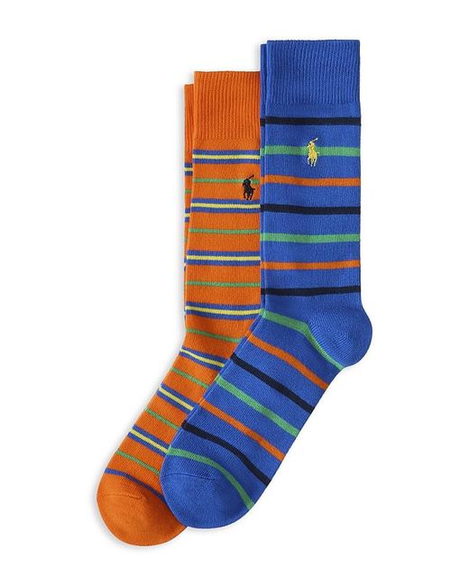 Polo Ralph Lauren Blue Bright Repp Striped Socks, 2 Pack for men