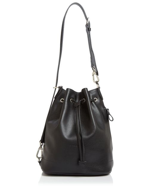 Longchamp Le Foulonne Leather Bucket Bag in Black/Silver (Black ...