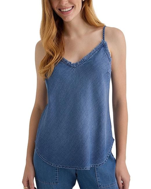 Bella Dahl Blue Frayed Trim Cami