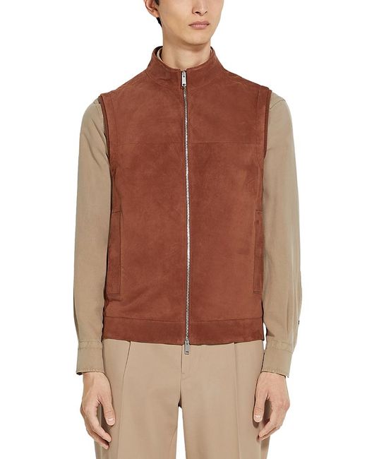 Zegna Brown Leather Vest for men