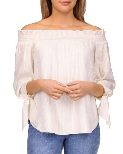 michael kors white off the shoulder top
