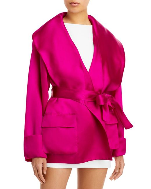 Sergio Hudson Tie Front Silk Organza Jacket in Magenta (Pink) | Lyst
