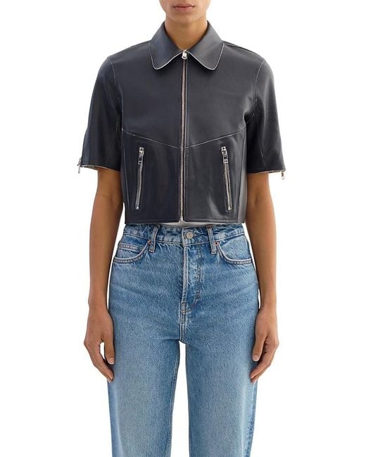 Lamarque Blue Sevana Reversible Leather Jacket