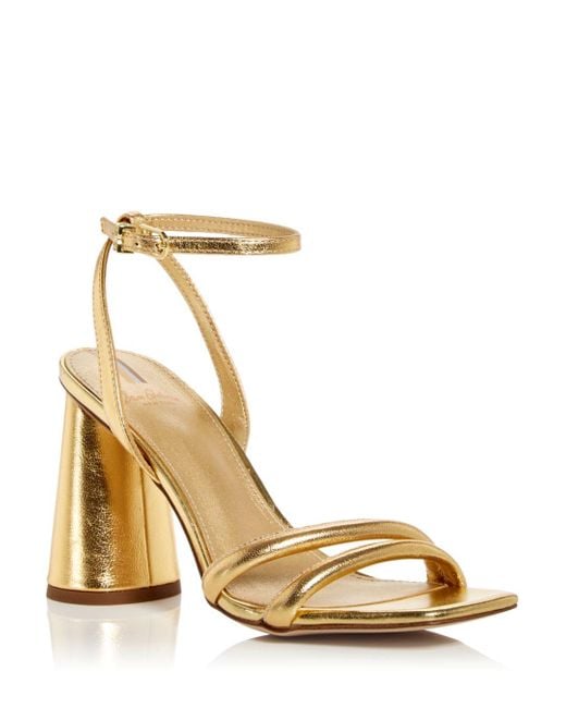 Sam Edelman Leather Kia Ankle Strap High Heel Sandals in Dark Gold ...
