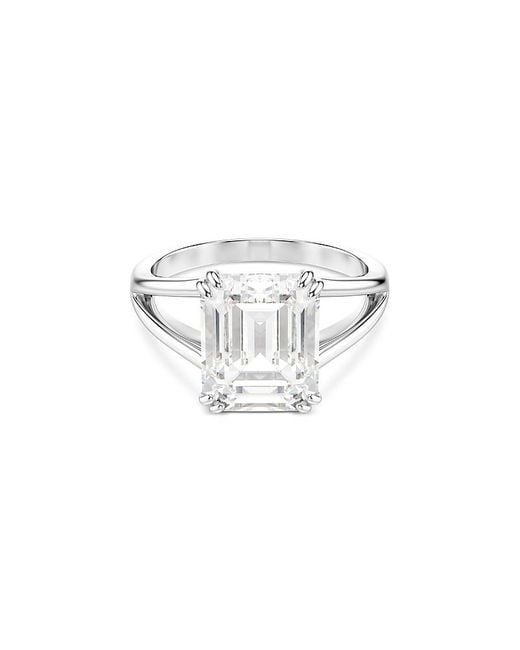 Swarovski White Stilla Octagon Crystal Split Band Ring