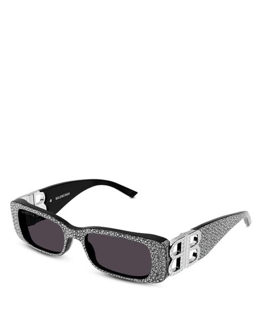 Balenciaga Kering Crystal Strass Dynasty Rectangular Sunglasses | Lyst ...