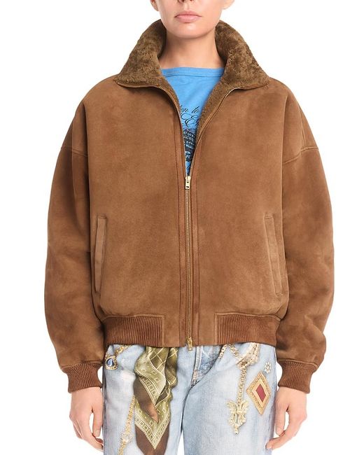 Acne Brown Leather Zip Front Jacket