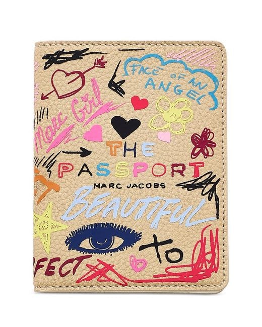 Marc Jacobs Natural The Punk Scribble Passport Case
