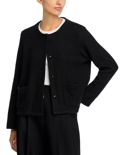 Eileen Fisher Black Round Neck Jacket
