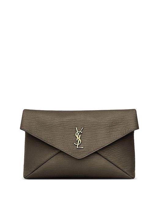 Saint Laurent Gray Cassandre Large Envelope Pouch