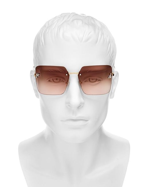 Fendi White Rimless Square Sunglasses, 59Mm