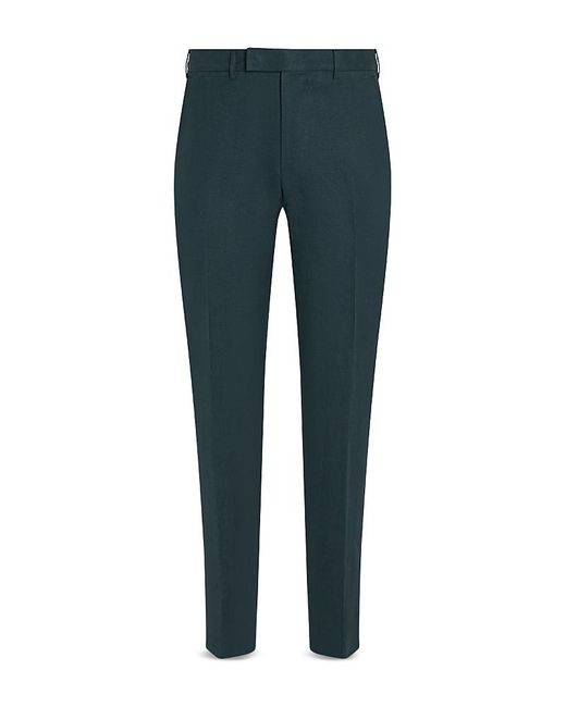 Zegna Blue Oasi Lino Flower Pants for men