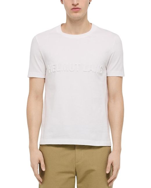 Helmut Lang White Short Sleeve Embossed Logo Tee for men
