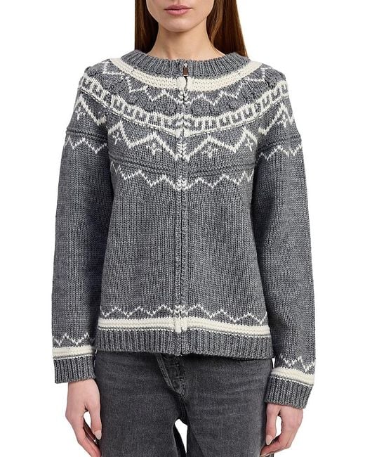 En Saison Gray Esther Patterned Knit Jacket