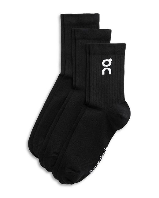 On Shoes Black Running Logo Socks, Pack Of 3 for men