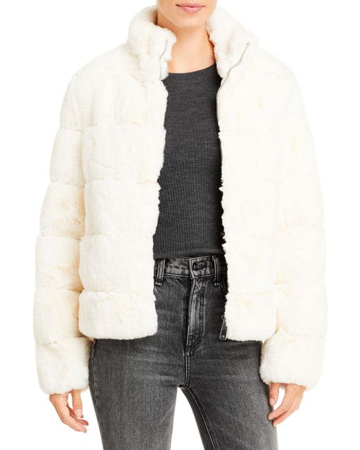 calvin klein cream faux fur coat