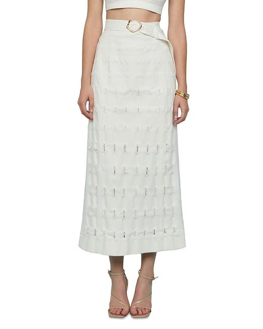 AMUR Multicolor Jay Textured Twill Midi Skirt