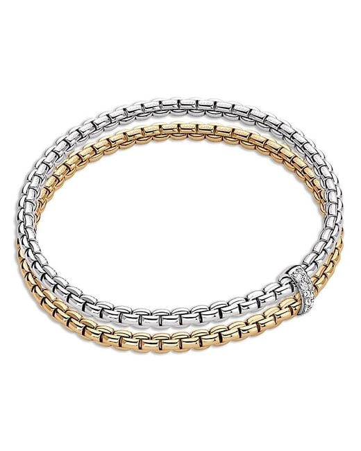 Fope Metallic 18K & Eka Diamond Rondelle Double Row Flex'It Bracelet
