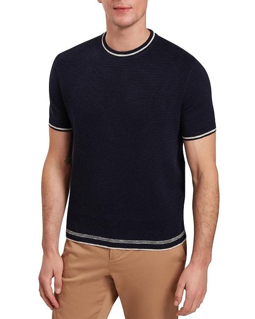 Ted Baker Blue Textured Short Sleeve Sweater Tee for men