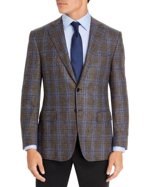 Canali Wool Siena Micro Bouclé Plaid Regular Fit Sport Coat in Brown