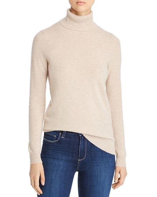 C by Bloomingdale's Cashmere Women's Blue Turtleneck Sweater