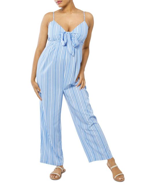 Ingrid & Isabel Synthetic Tie Front Maternity Jumpsuit in Blue Lyst