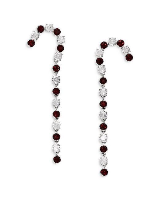 Nadri White Holi-Daze Cubic Zirconia & Color Crystal Candy Cane Linear Drop Earrings