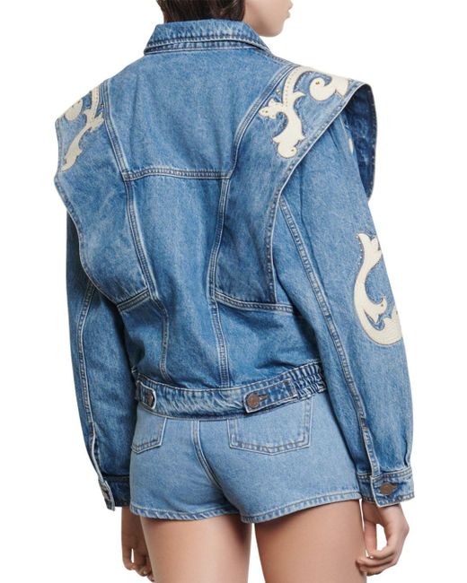 Sandro Kevin Embroidered Denim Jacket 