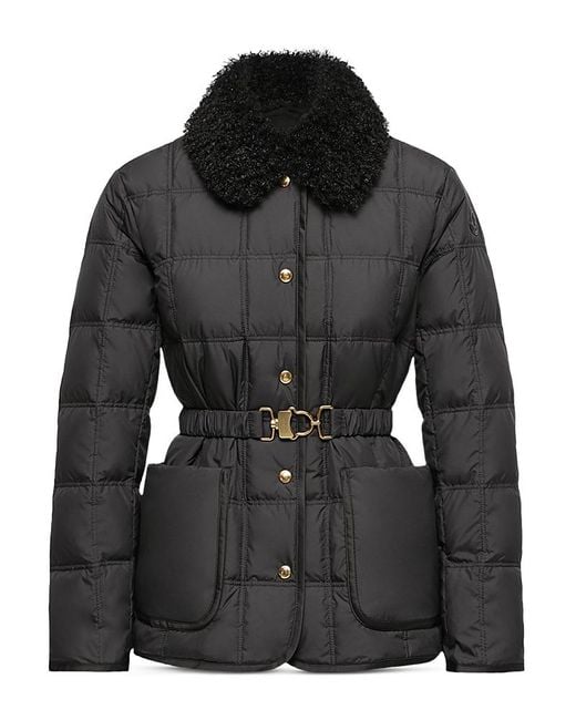 Moncler Black Cygnes Belted Down Jacket