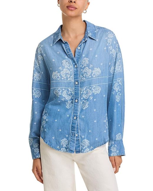 Bella Dahl Blue Boyfriend Button Down Shirt