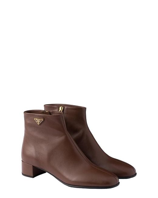 Prada Brown Nappa Leather Booties