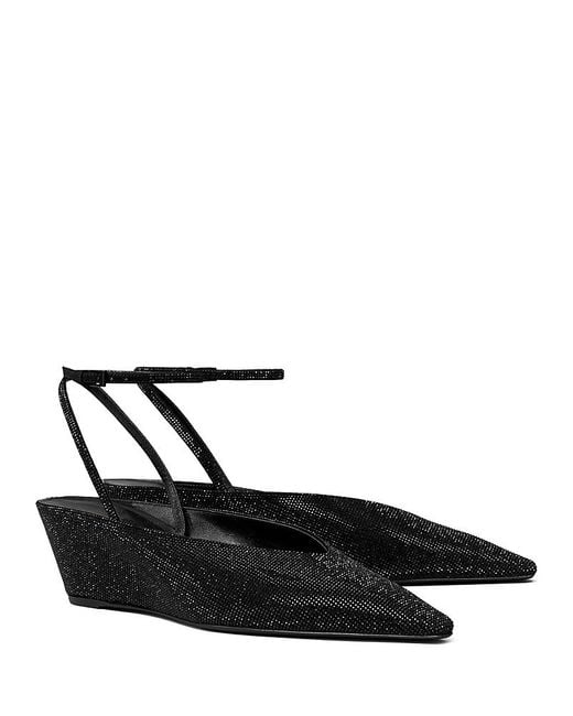 Tory Burch Black Pave Wedge Flats