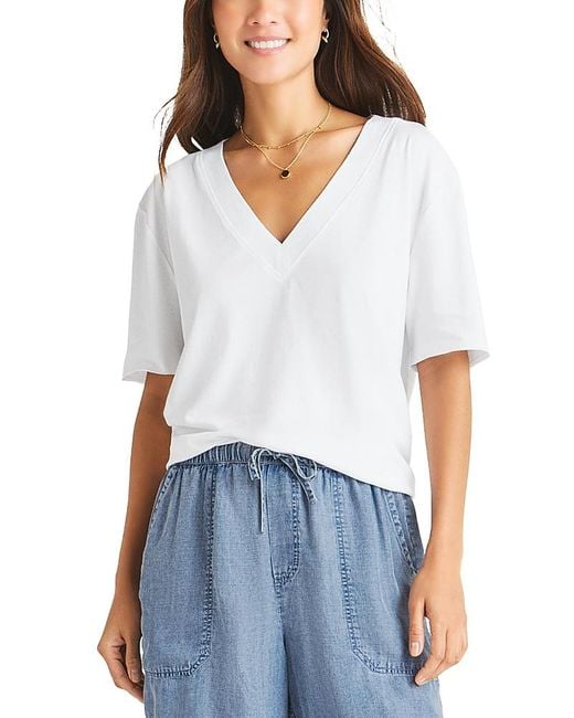 Splendid White Kacey V Neck Tee