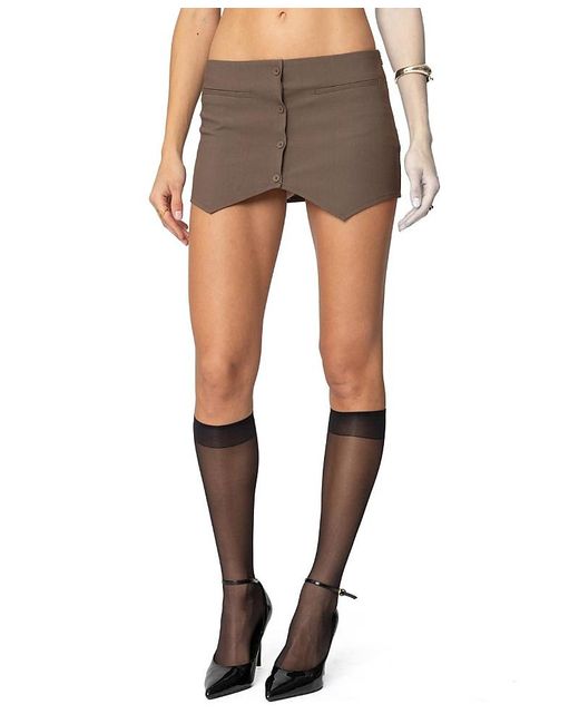 Edikted Brown Ellis Buttoned Up Mini Skort
