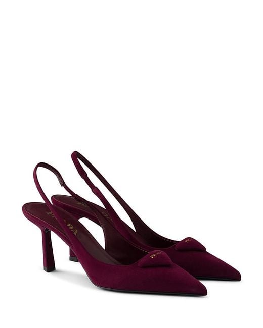 Prada Red Suede Slingback Pumps