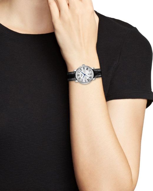 Tissot Leather Carson Premium Lady Watch in Silver/Black (Black) | Lyst